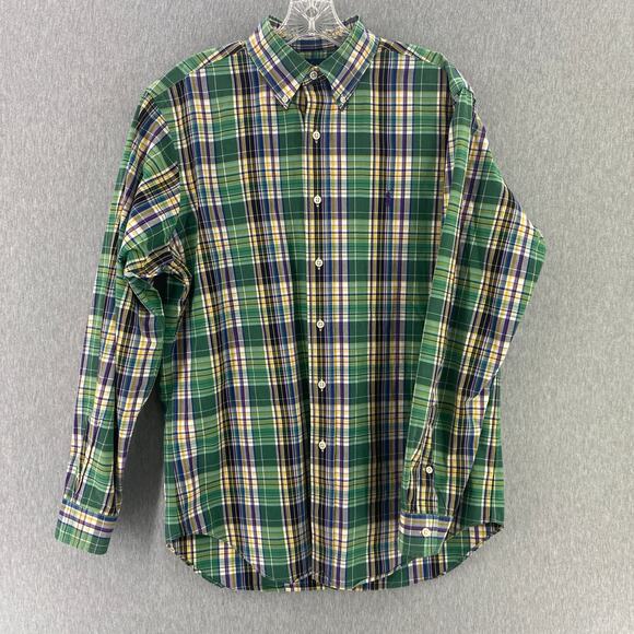 Ralph Lauren Classic Fit Shirt‎ Size M Mens Green Plaid Button Down Long Sleeve - Picture 1 of 8